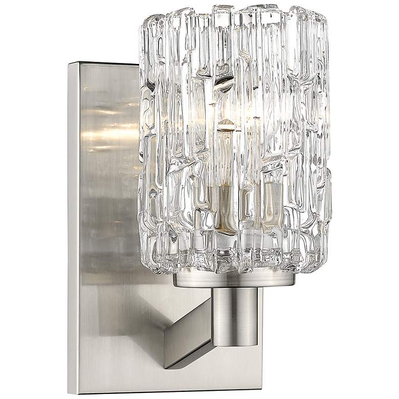 Image 1 Aubrey 9 1/4" High Brushed Nickel Clear Glass Wall Sconce