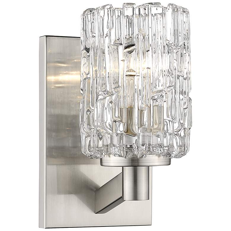 Image 1 Aubrey 9 1/4 inch High Brushed Nickel Clear Glass Wall Sconce