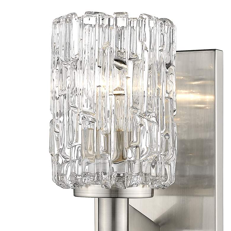 Image 2 Aubrey 9 1/4 inch High Brushed Nickel Clear Glass Wall Sconce more views