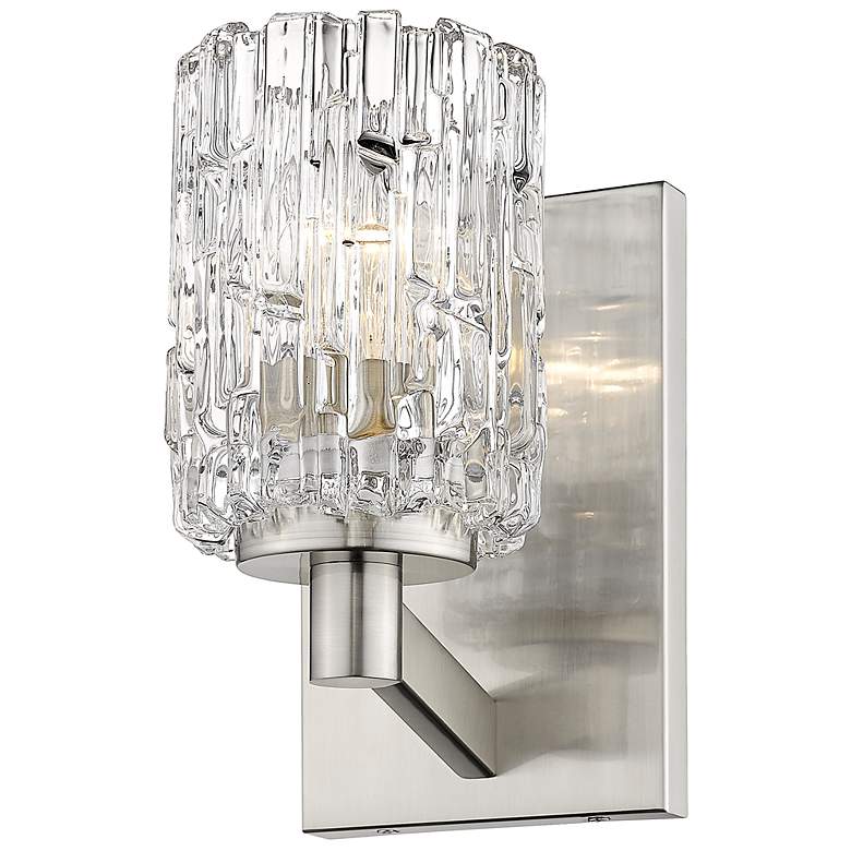 Image 5 Aubrey 9 1/4 inch High Brushed Nickel Clear Glass Wall Sconce more views