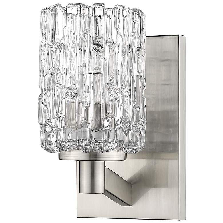 Image 6 Aubrey 9 1/4 inch High Brushed Nickel Clear Glass Wall Sconce more views