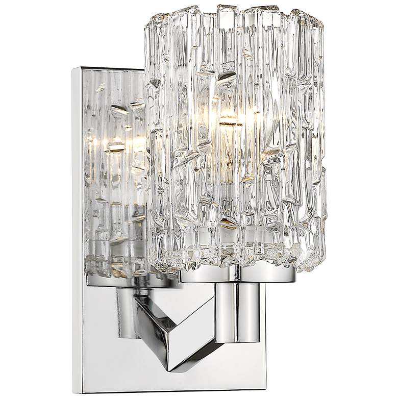 Image 1 Aubrey 9 1/4" High Chrome Clear Glass Wall Sconce