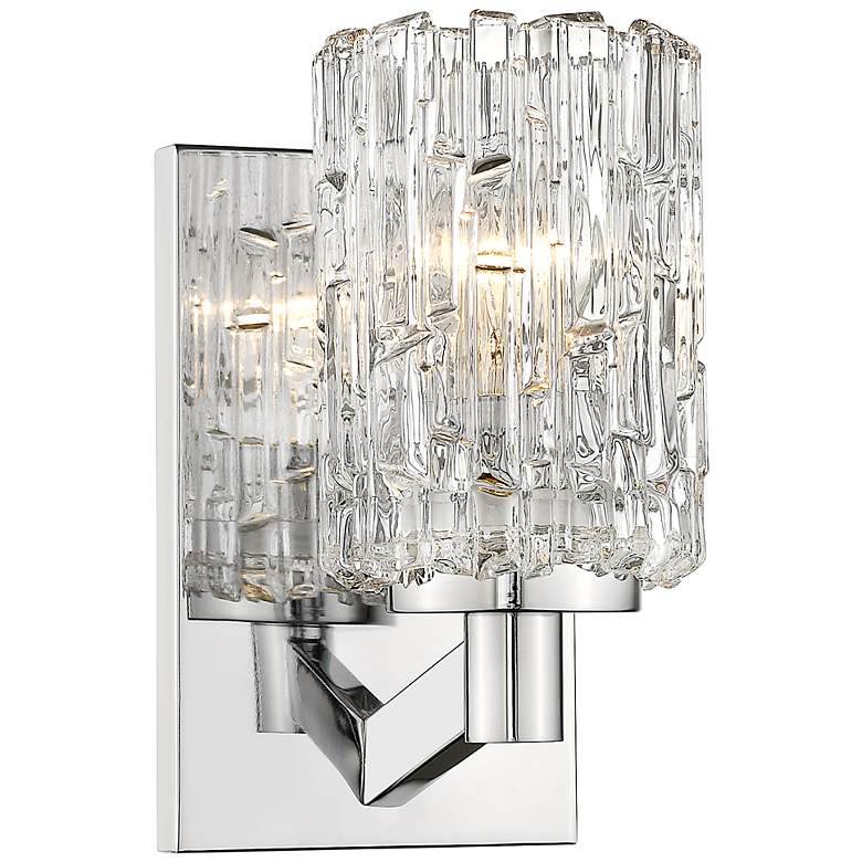 Image 1 Aubrey 9 1/4 inch High Chrome Clear Glass Wall Sconce