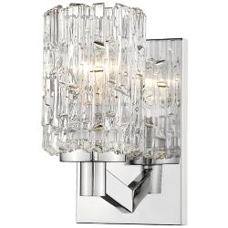 Aubrey 9 1/4" High Chrome Clear Glass Wall Sconce