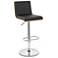 Aubrey Adjustable Swivel Barstool in Black Faux Leather and Chrome Finish