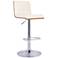 Aubrey Adjustable Swivel Barstool in Cream Faux Leather and Chrome Finish