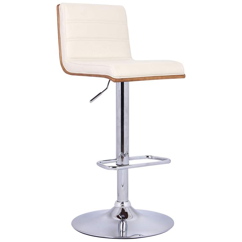 Image 1 Aubrey Adjustable Swivel Barstool in Cream Faux Leather and Chrome Finish