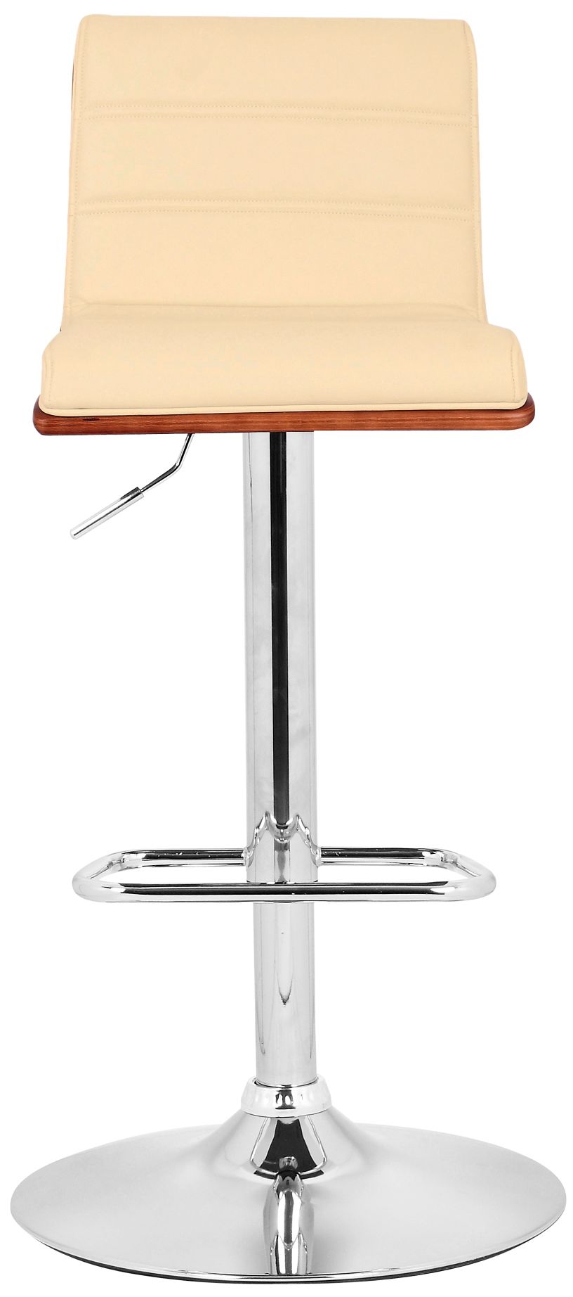 Thumbnail3 of Aubrey Adjustable Swivel Barstool in Cream Faux Leather and Chrome Finish more views
