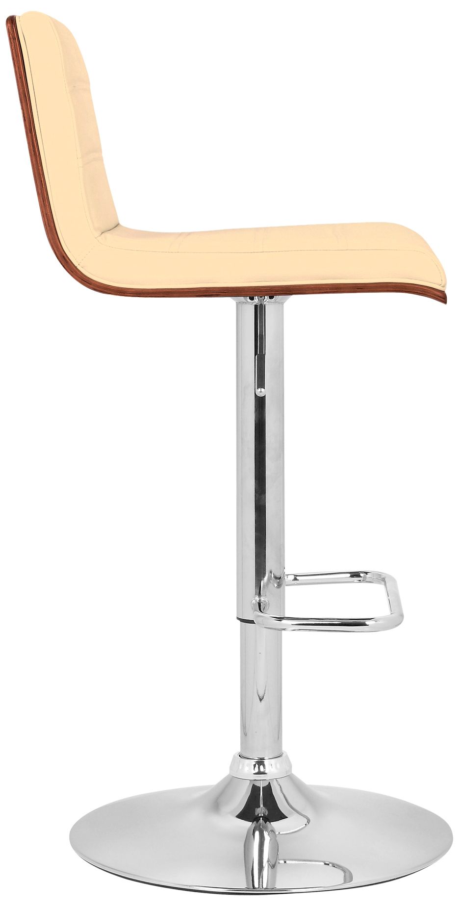 Thumbnail4 of Aubrey Adjustable Swivel Barstool in Cream Faux Leather and Chrome Finish more views