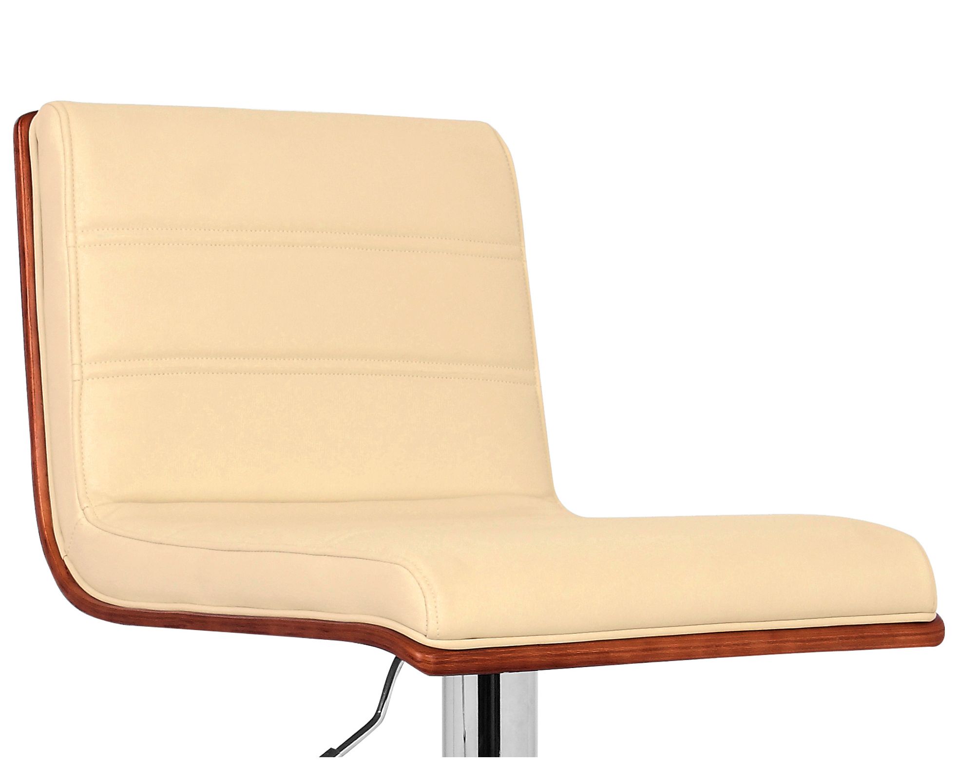 Aubrey Adjustable Swivel Barstool in Cream Faux Leather and Chrome Finish