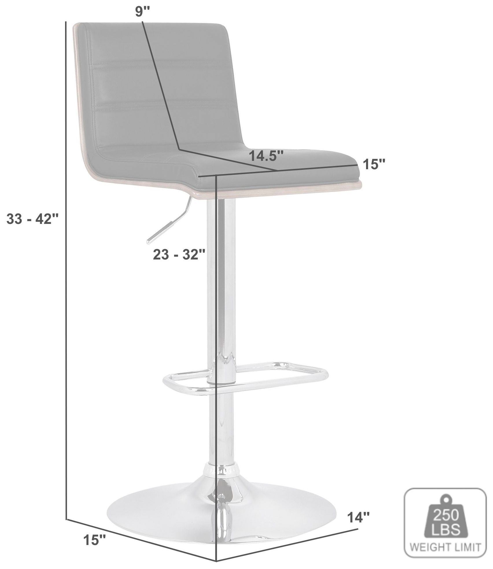 Aubrey Adjustable Swivel Barstool in Cream Faux Leather and Chrome Finish