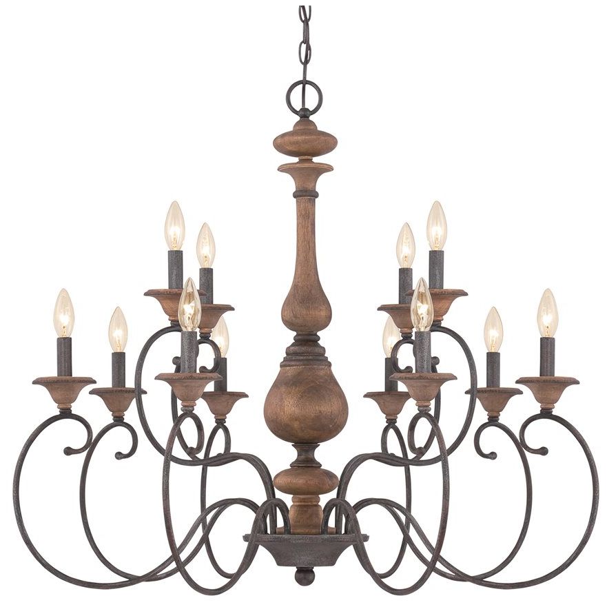 Image 2 Auburn 12-Lt Rustic Black Chandelier