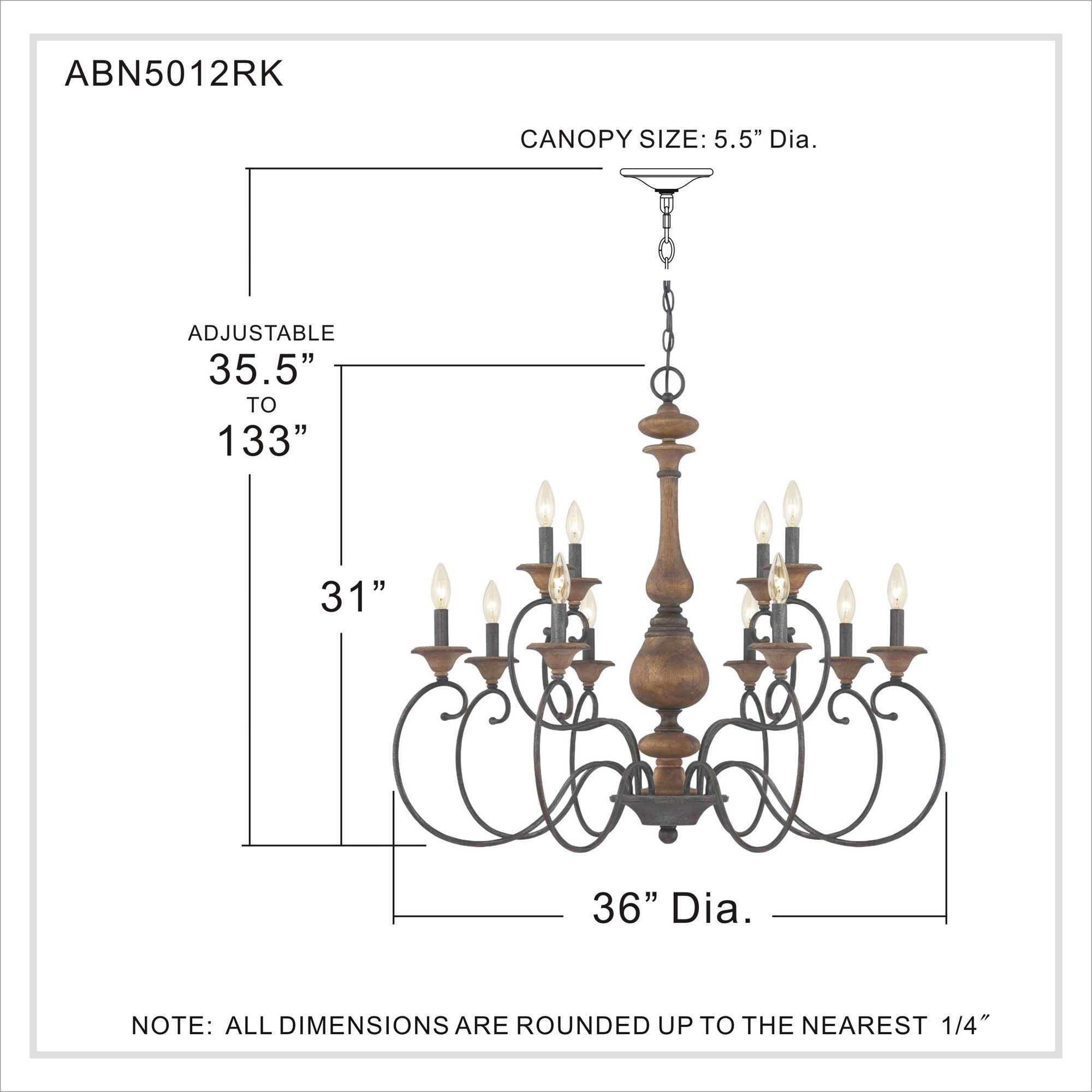 Image 6 Auburn 12-Lt Rustic Black Chandelier more views