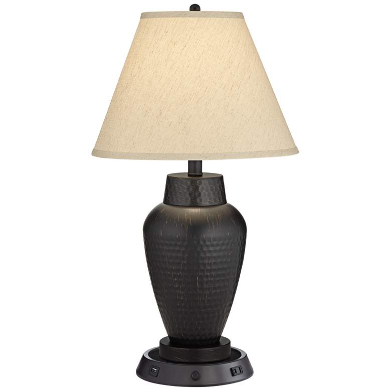 Image 1 Auburn Bronze Table Lamp with Dimmable USB Workstation Base