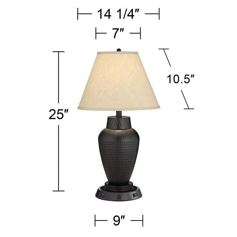 Image 6 Auburn Bronze Table Lamp with Dimmable USB Workstation Base more views