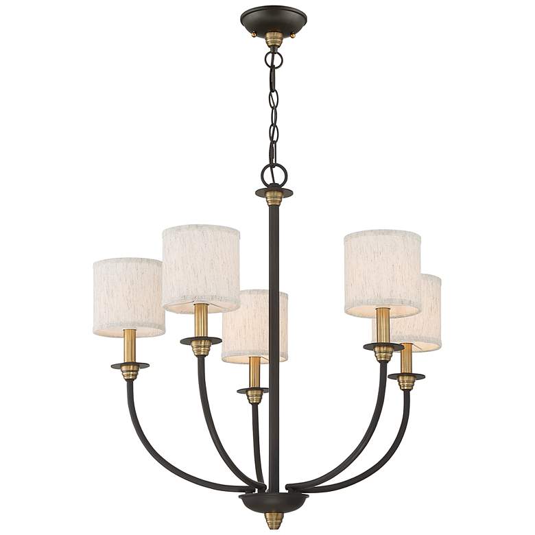 Image 3 Audley 5-Lt Old Bronze Shaded Chandelier more views