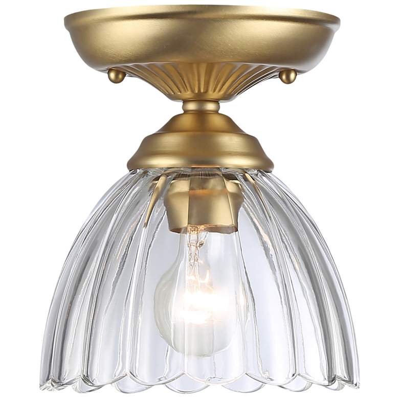 Image 1 Audra 1-Light Semi-Flush in Brushed Champagne Bronze with Clear Glass
