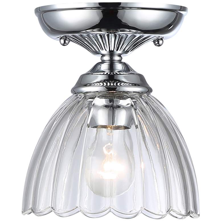 Image 1 Audra 1-Light Semi-Flush in Chrome with Clear Glass