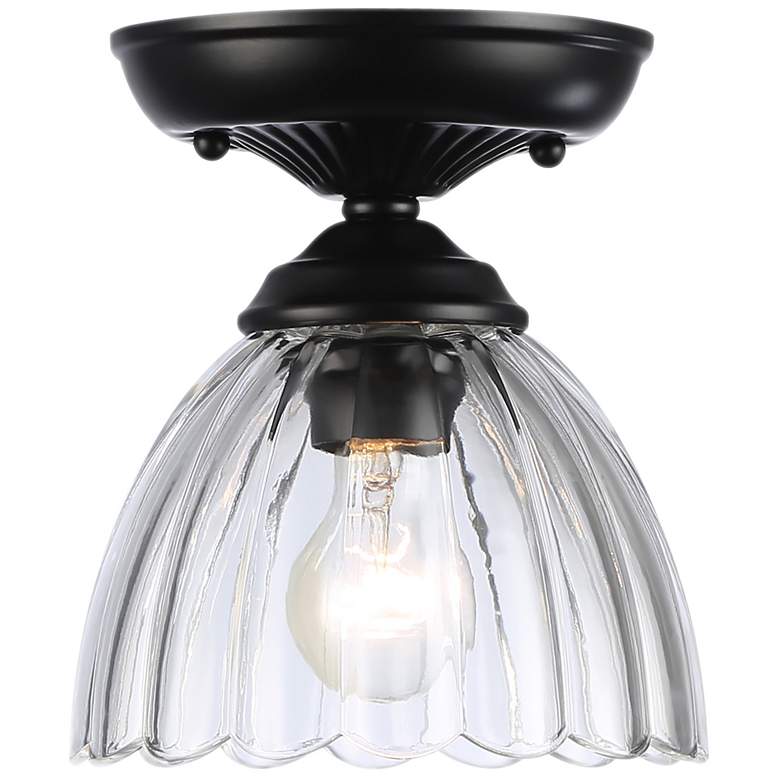 Image 1 Audra 1-Light Semi-Flush in Matte Black with Clear Glass