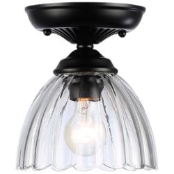 Audra 1-Light Semi-Flush in Matte Black with Clear Glass