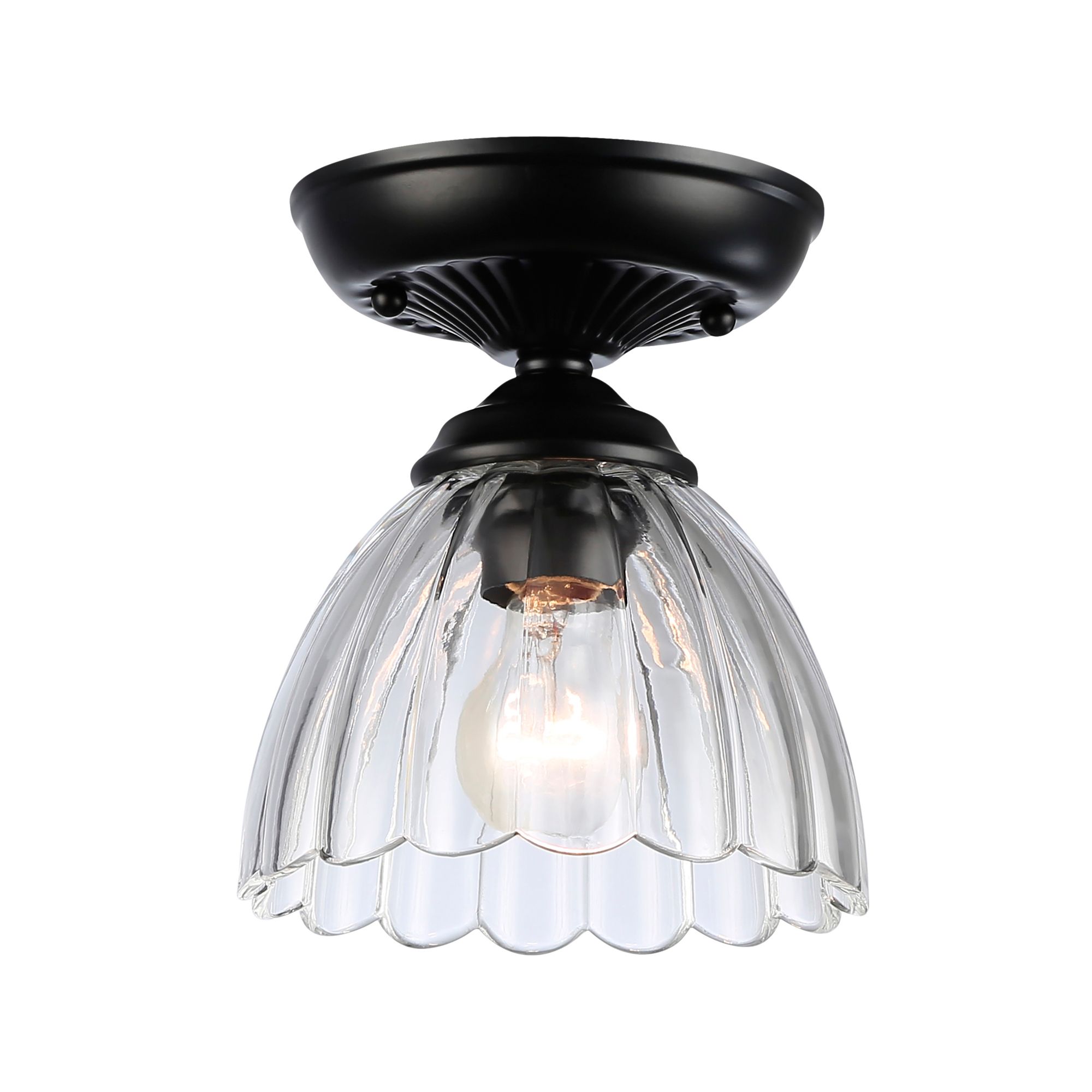 Image 2 Audra 1-Light Semi-Flush in Matte Black with Clear Glass more views