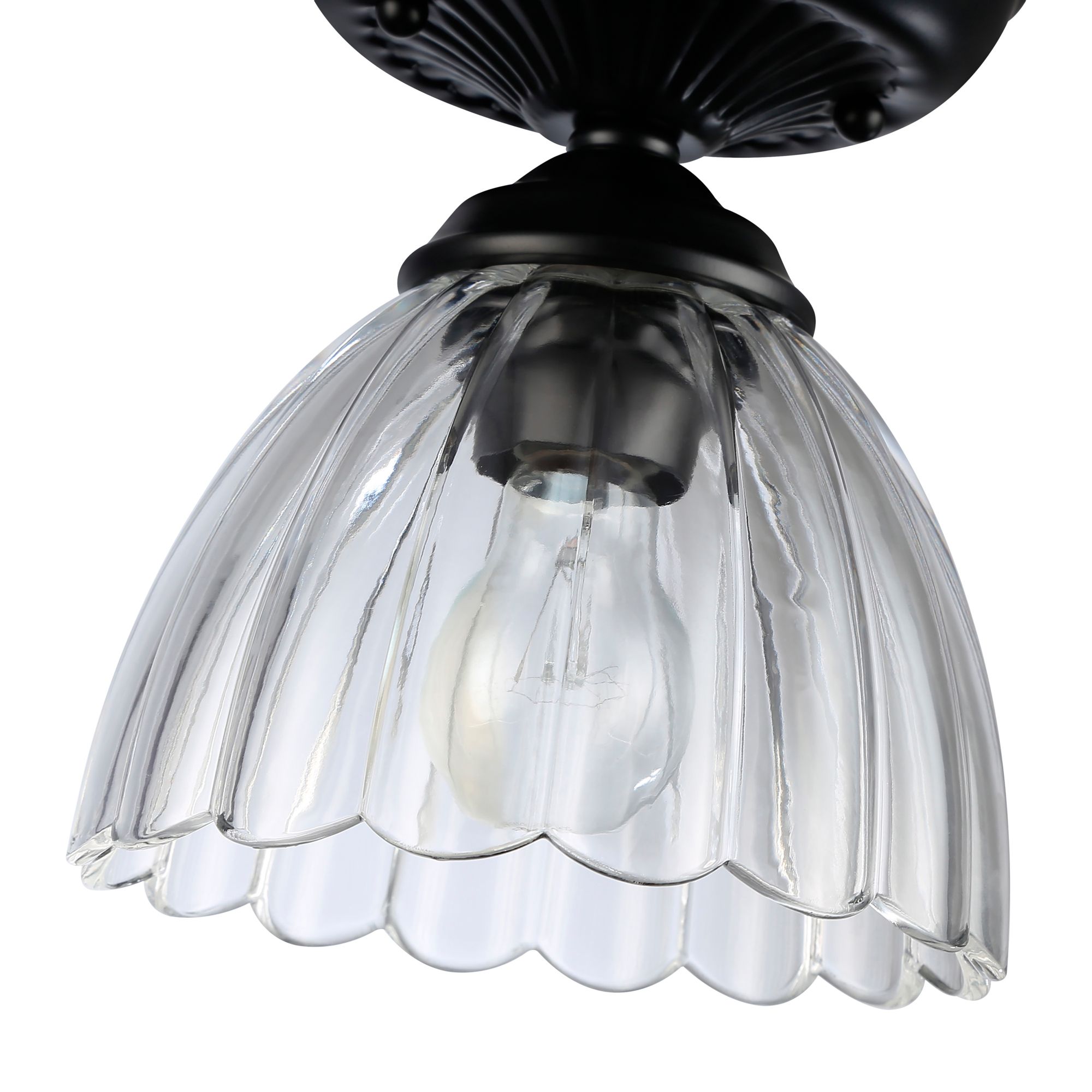 Image 6 Audra 1-Light Semi-Flush in Matte Black with Clear Glass more views