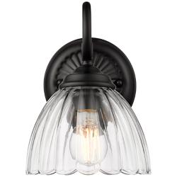 Audra 1-Light Wall Sconce in Matte Black with Clear Glass