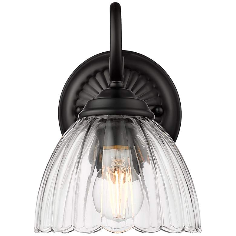 Image 2 Audra 1-Light Wall Sconce in Matte Black with Clear Glass more views