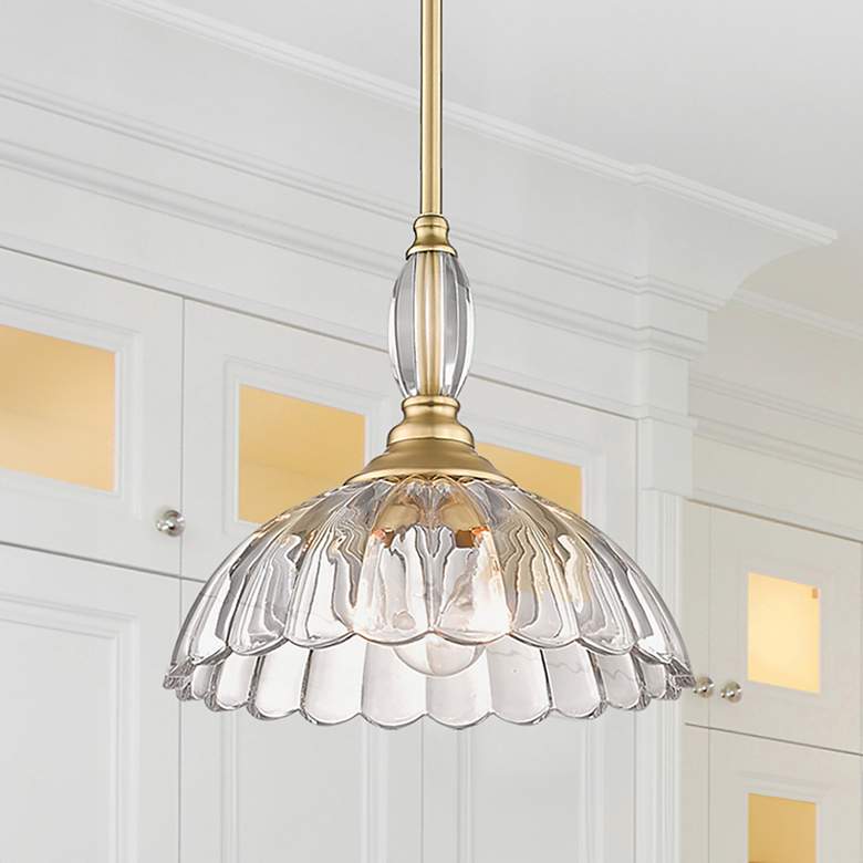 Image 1 Audra 11 3/4" Wide Brushed Bronze and Clear Pendant Light