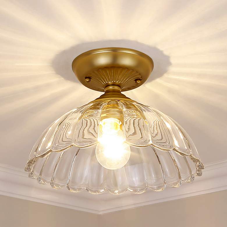 Image 1 Audra 11 3/4" Wide Brushed Champagne Bronze Ceiling Light