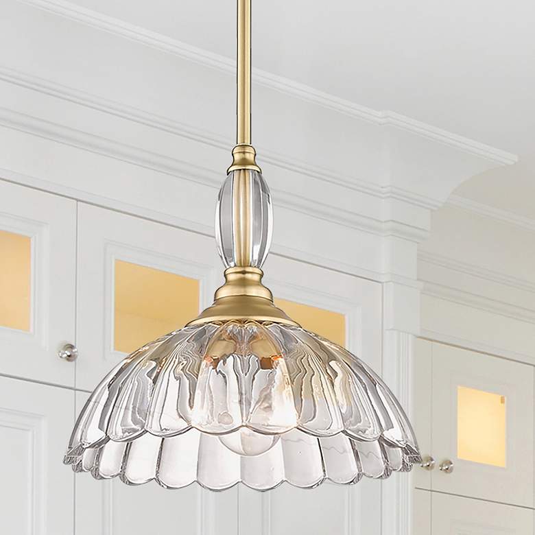 Image 7 Audra 11 3/4" Wide Brushed Champagne Bronze Mini Pendant with Clear Gl more views