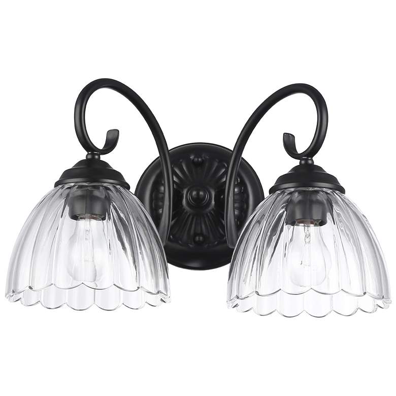 Image 1 Audra 2-Light Vanity Light in Matte Black with Clear Glass