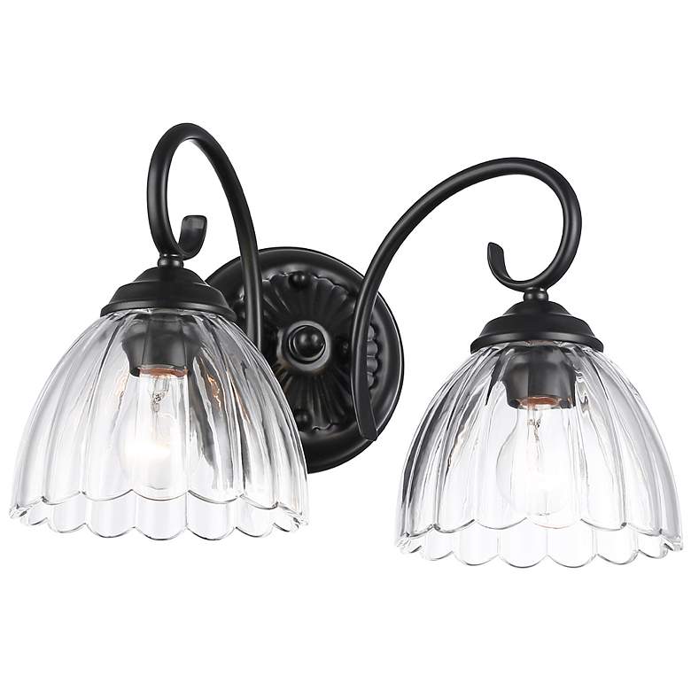 Image 2 Audra 2-Light Vanity Light in Matte Black with Clear Glass more views