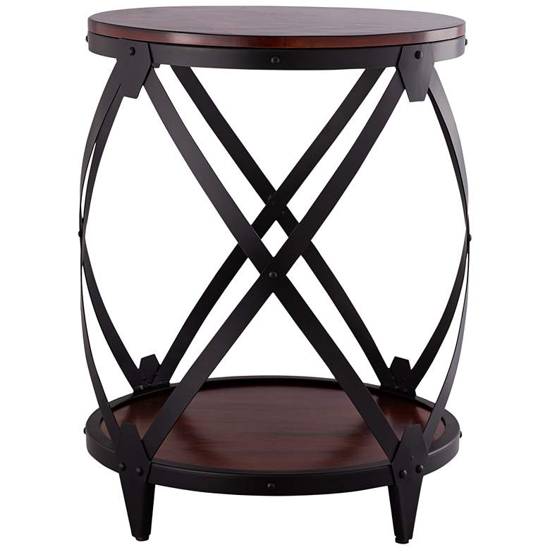 Image 5 Audra 20" Wide Chestnut and Black Drum End Table more views