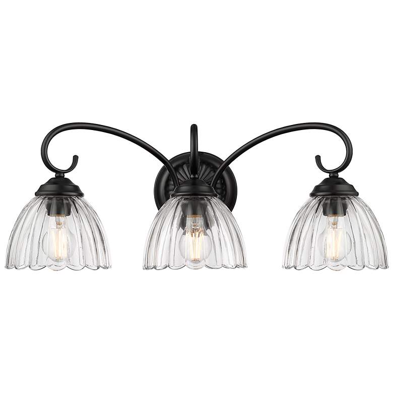 Image 1 Audra 3-Light Vanity Light in Matte Black with Clear Glass