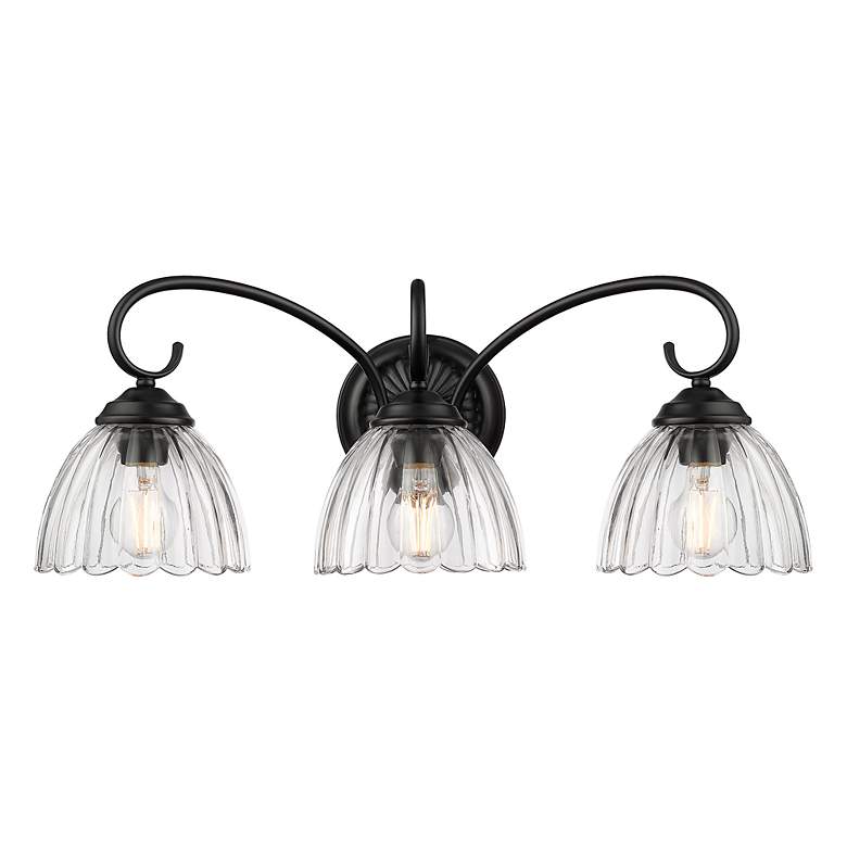 Image 2 Audra 3-Light Vanity Light in Matte Black with Clear Glass more views