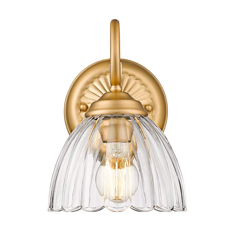 Image 2 Audra 9 3/4" High Brushed Champagne Bronze Wall Sconce more views