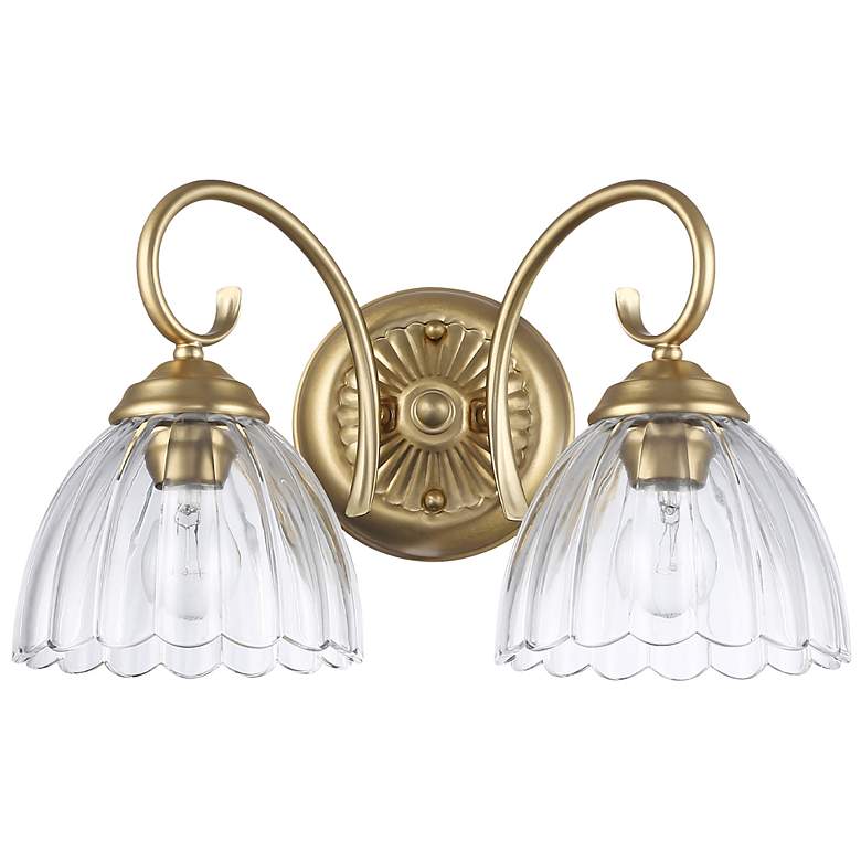 Image 1 Audra 9 3/4"H Brushed Champagne Bronze 2-Light Wall Sconce