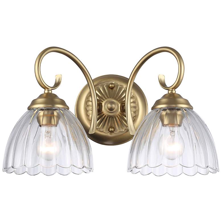 Image 2 Audra 9 3/4"H Brushed Champagne Bronze 2-Light Wall Sconce more views