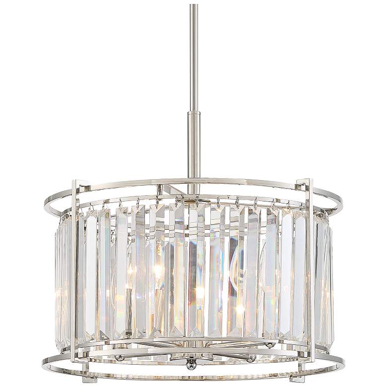 Audrey 18&quot; Wide Polished Nickel and Crystal Pendant Light