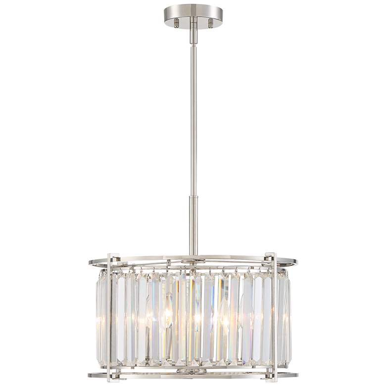Audrey 18&quot; Wide Polished Nickel and Crystal Pendant Light more views