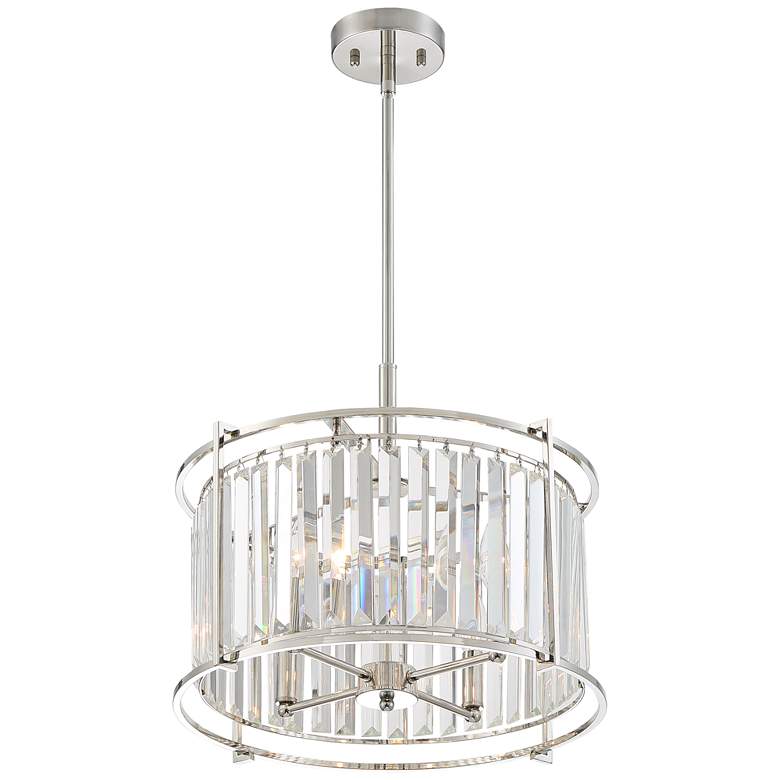 Audrey 18&quot; Wide Polished Nickel and Crystal Pendant Light more views