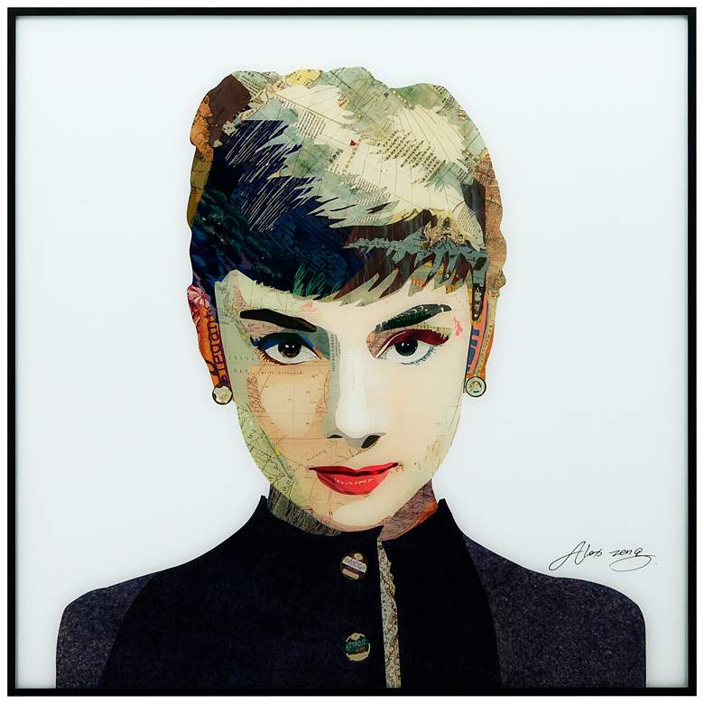 Image 2 Audrey 24" Square Framed Printed Art Glass Wall Art