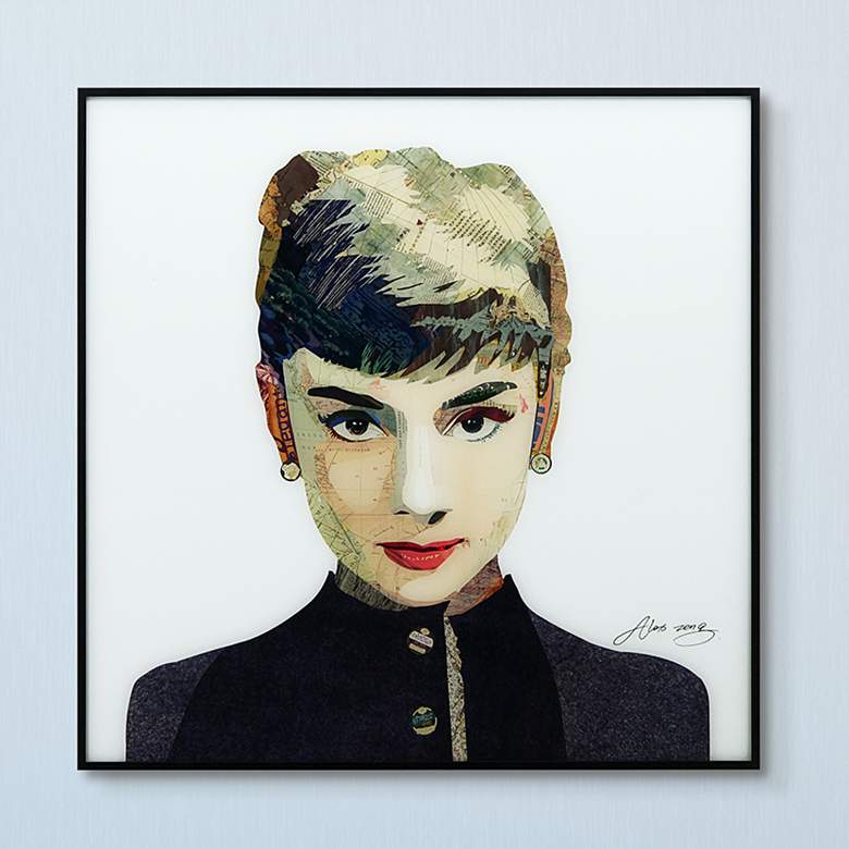 Image 1 Audrey 24" Square Framed Printed Art Glass Wall Art
