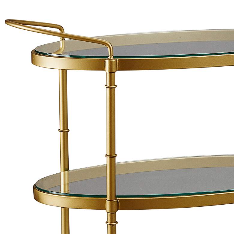 Image 2 Audrey 32 1/4" Wide Gold Metal Wheel Tea Cart or Bar Cart more views