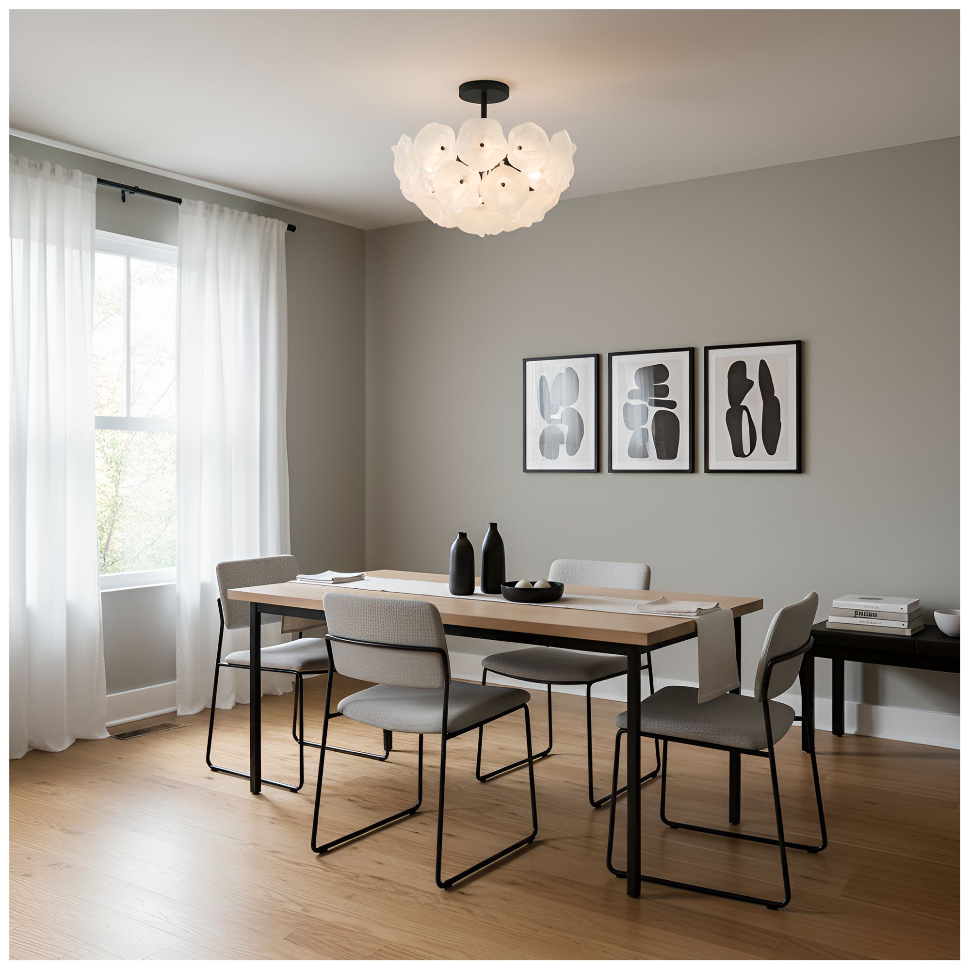 Audrey 4-Light Matte Black Semi-Flush Mount