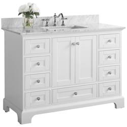 Audrey 48&quot;W Brushed Nickel White Marble Single Sink Vanity