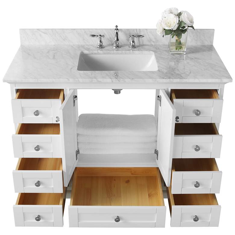 Image 3 Audrey 48 inchW Brushed Nickel White Marble Single Sink Vanity more views