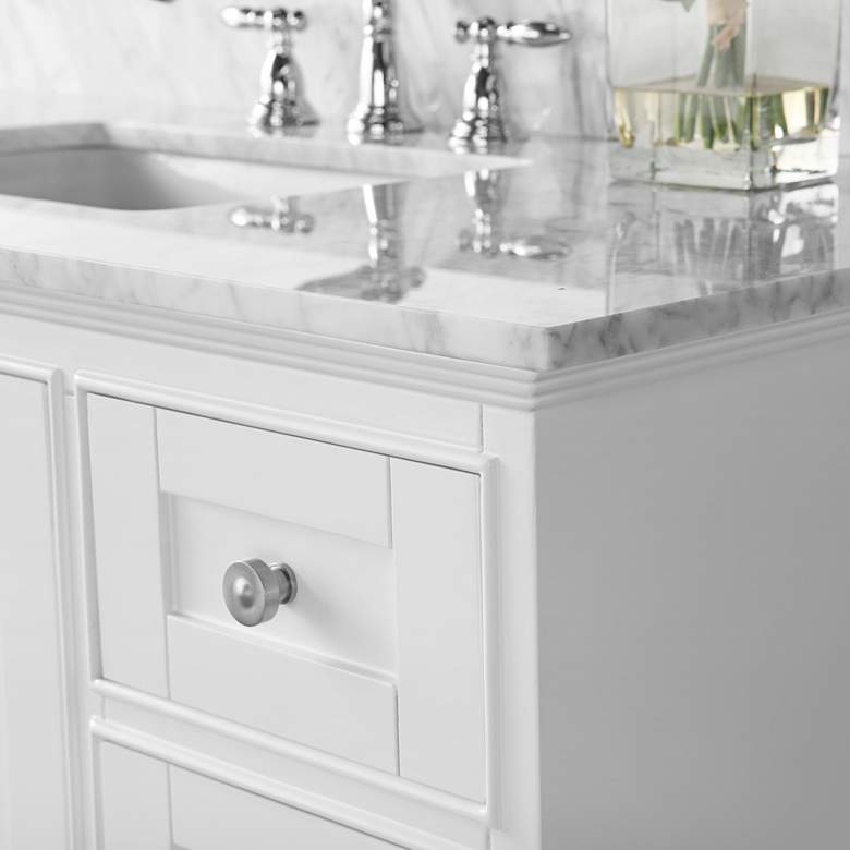 Image 5 Audrey 48 inchW Brushed Nickel White Marble Single Sink Vanity more views
