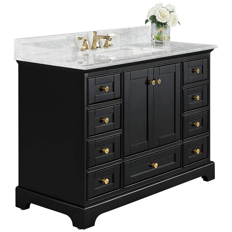 Image 2 Audrey 48"W Onyx Black and White Marble Single Sink Vanity